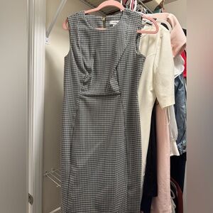 Calvin Klein Black and White Geometric Midi Dress